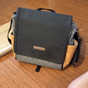 Petunia Pickle Bottom Black and Tan Kids Messenger Bag